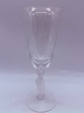 Kissing Doves Igor Carl Faberge Frosted Crystal Wine Glass Signed - 8.25”